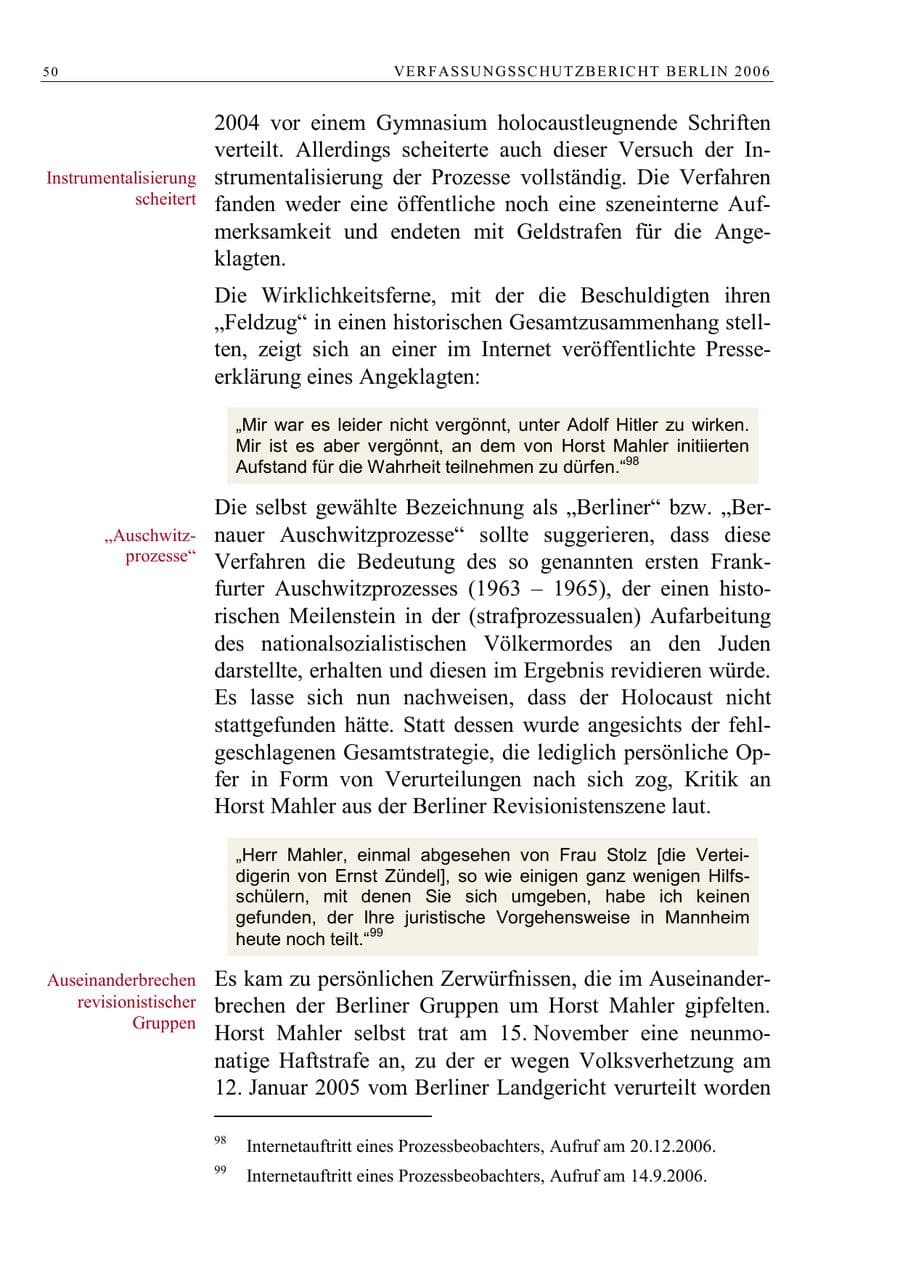 Seite 63 des Verfassungsschutzbericht 2006 Berlin