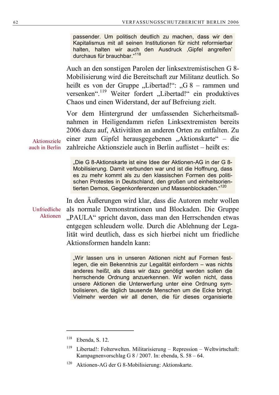 Seite 75 des Verfassungsschutzbericht 2006 Berlin