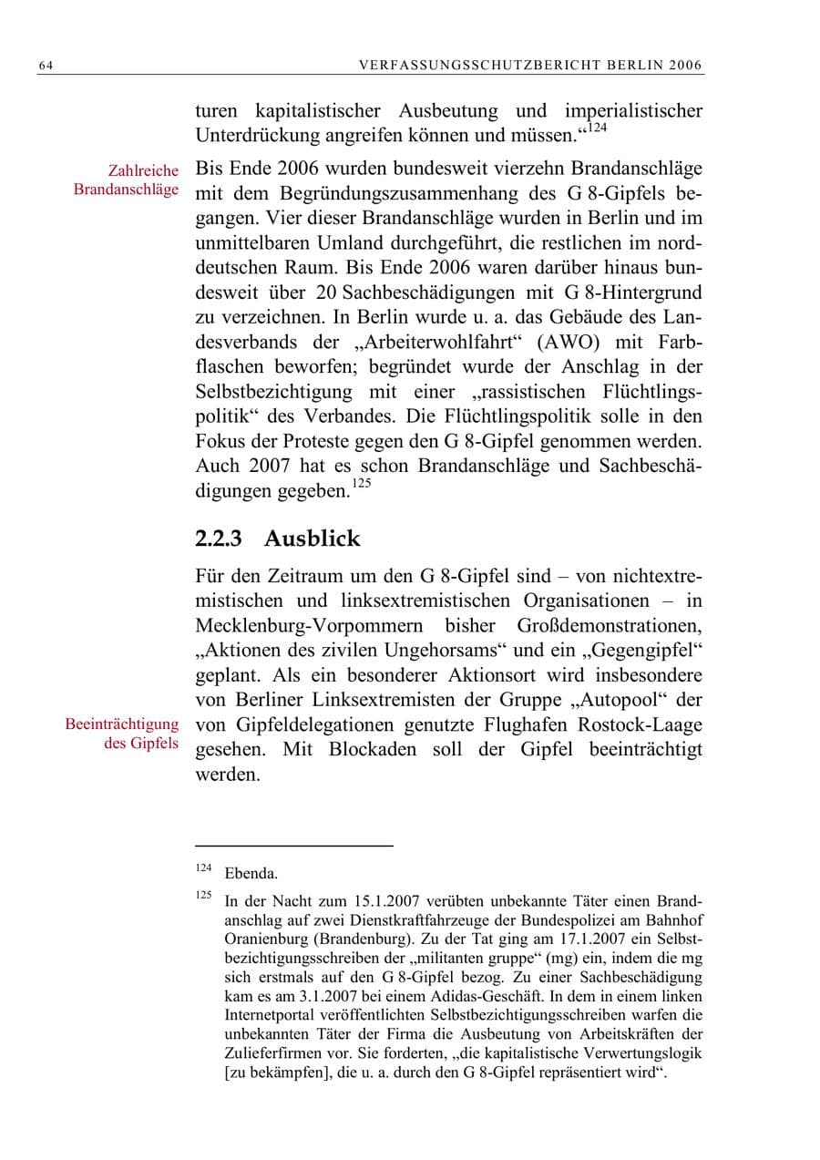 Seite 77 des Verfassungsschutzbericht 2006 Berlin