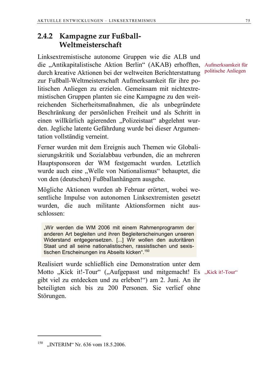 Seite 88 des Verfassungsschutzbericht 2006 Berlin
