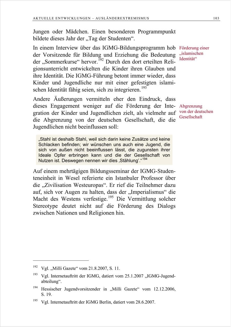 Seite 116 des Verfassungsschutzbericht 2007 Berlin
