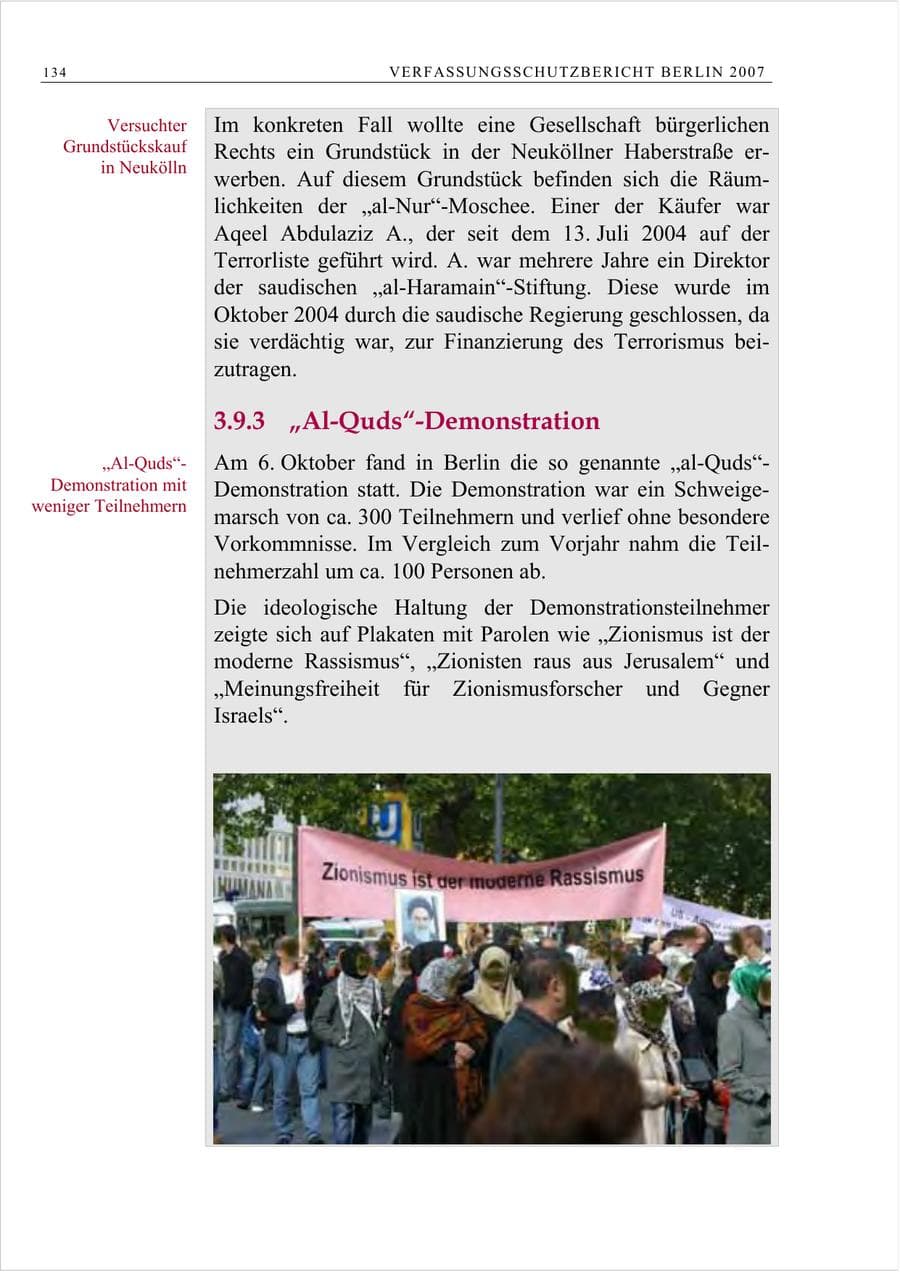 Seite 147 des Verfassungsschutzbericht 2007 Berlin