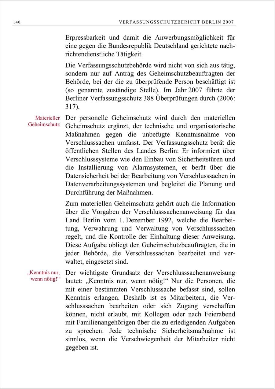 Seite 153 des Verfassungsschutzbericht 2007 Berlin