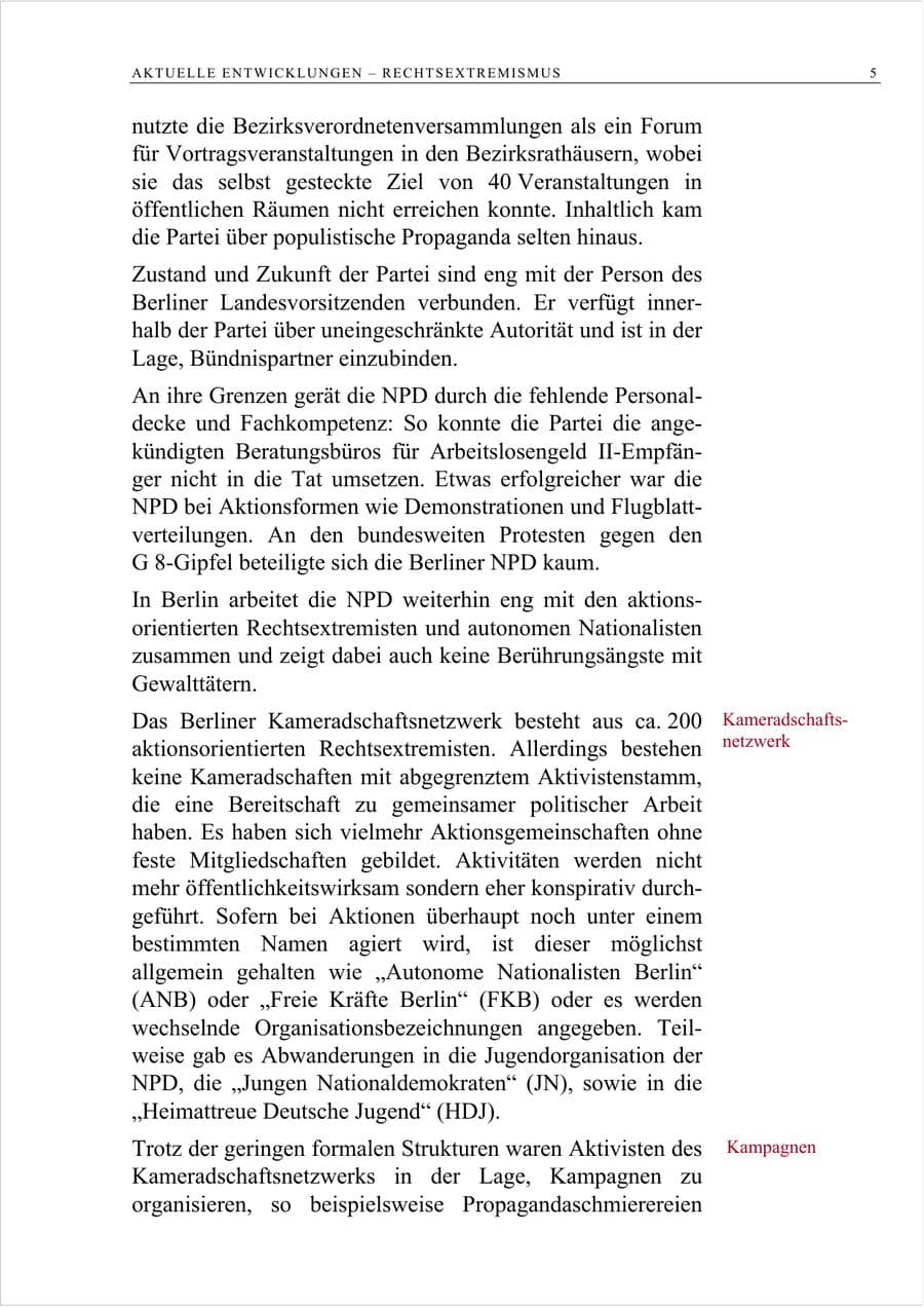 Seite 18 des Verfassungsschutzbericht 2007 Berlin