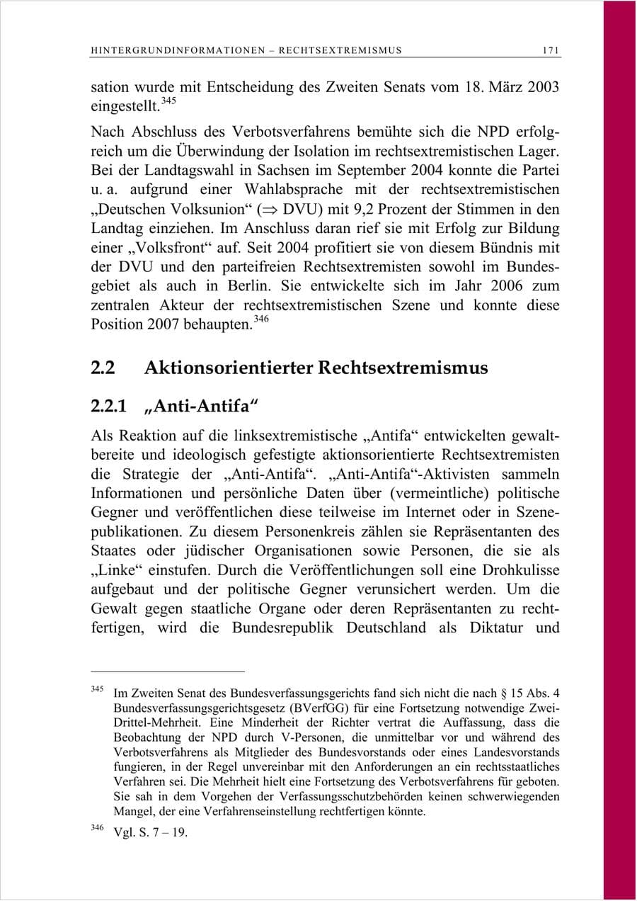 Seite 184 des Verfassungsschutzbericht 2007 Berlin
