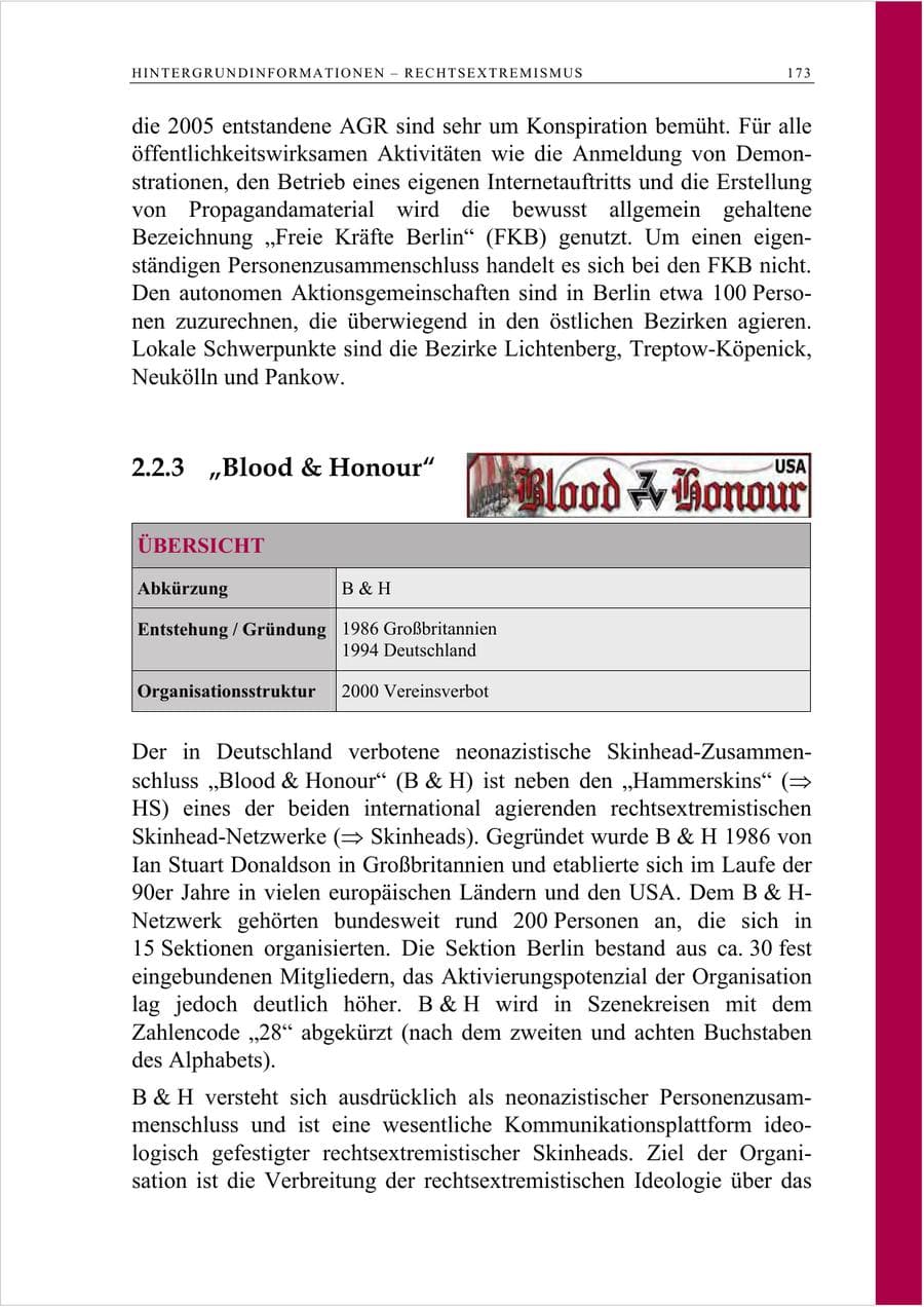 Seite 186 des Verfassungsschutzbericht 2007 Berlin