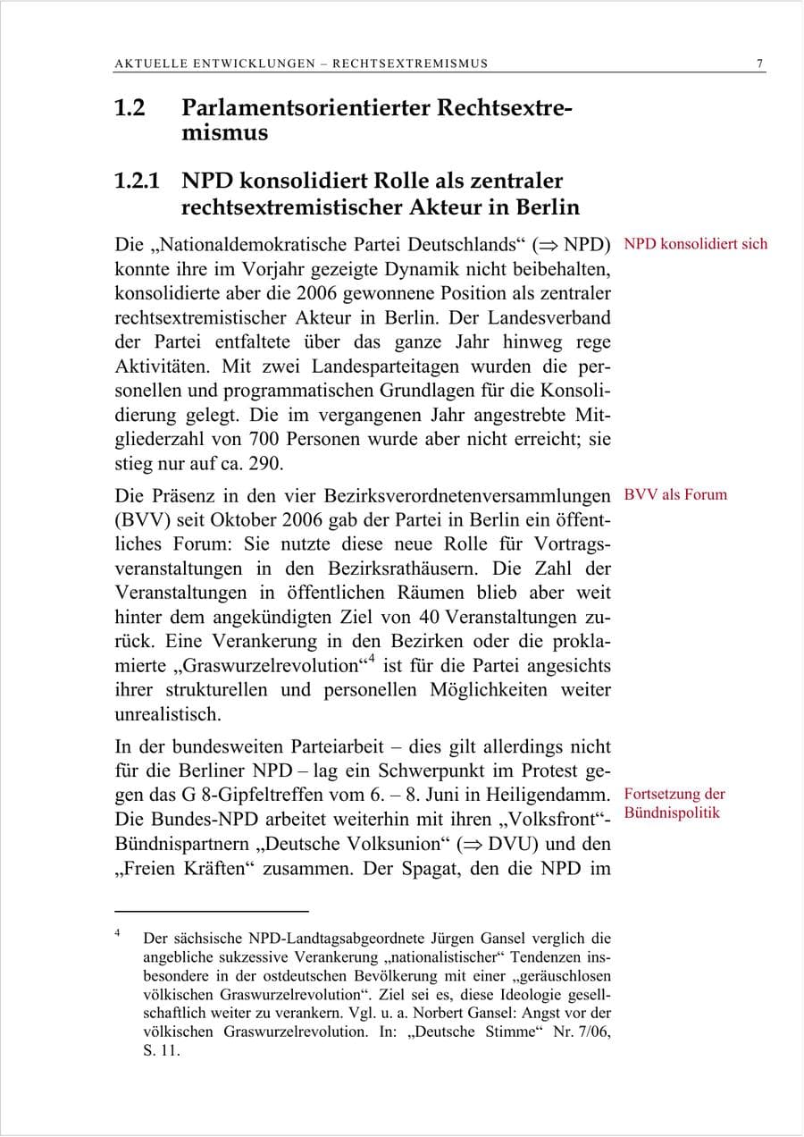 Seite 20 des Verfassungsschutzbericht 2007 Berlin