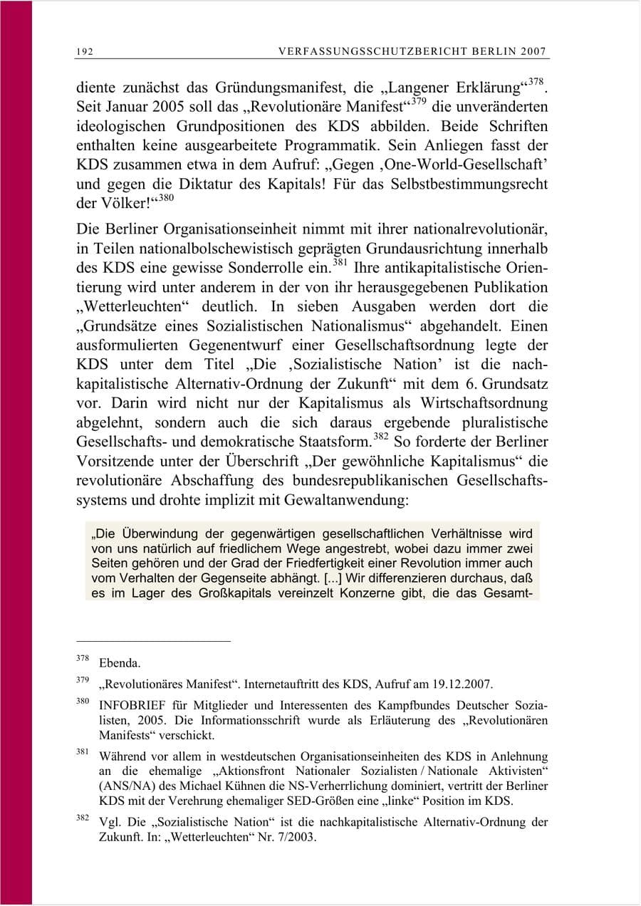 Seite 205 des Verfassungsschutzbericht 2007 Berlin