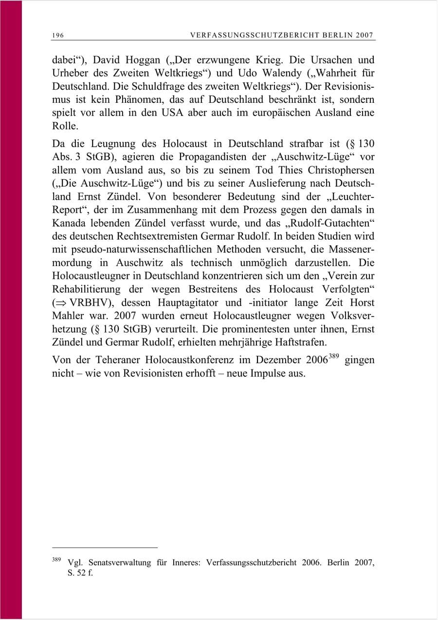 Seite 209 des Verfassungsschutzbericht 2007 Berlin