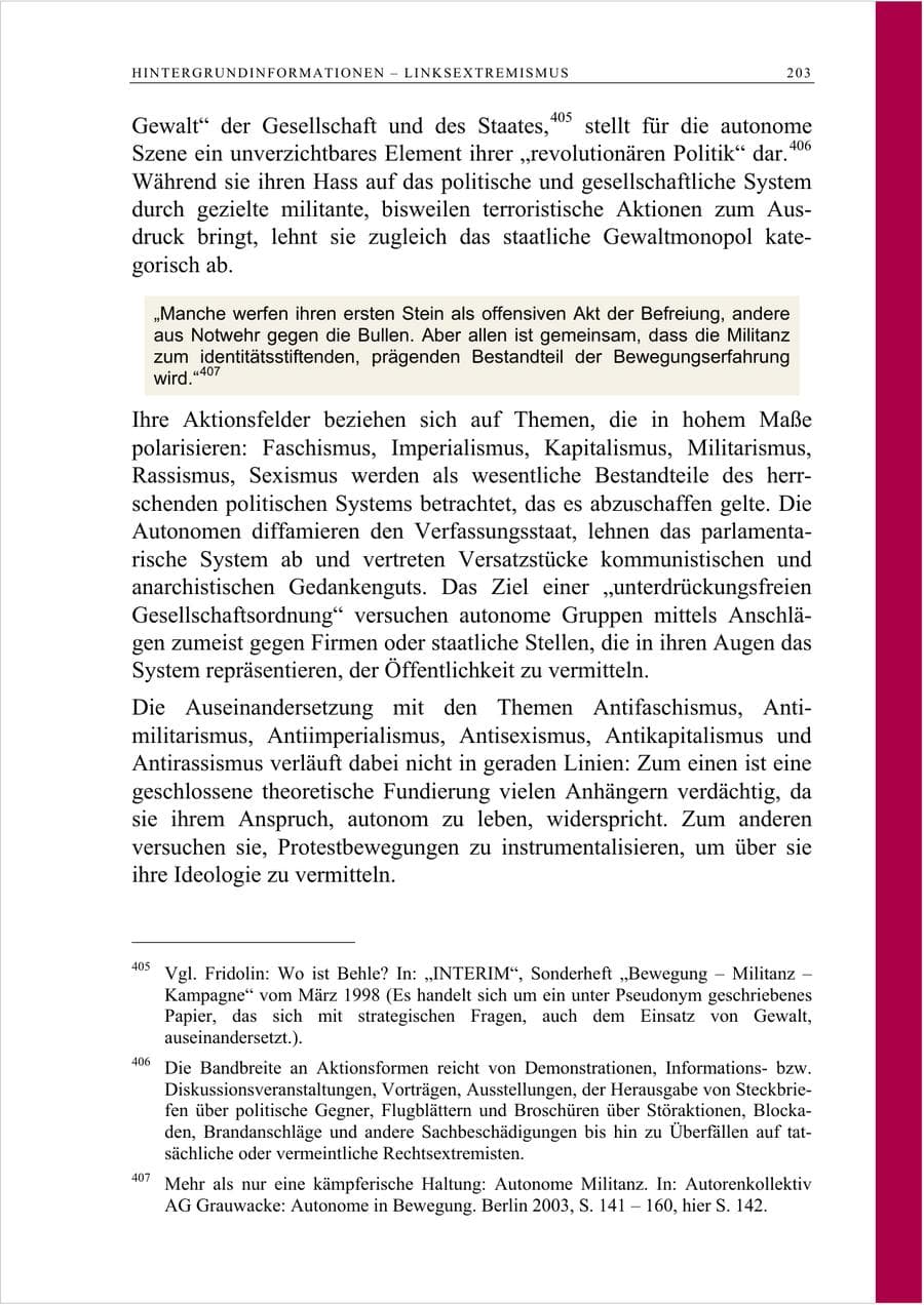 Seite 216 des Verfassungsschutzbericht 2007 Berlin