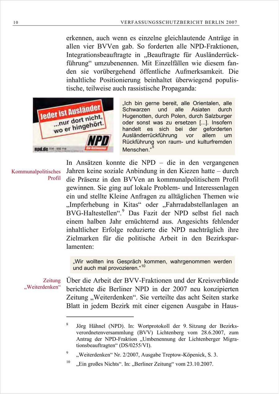 Seite 23 des Verfassungsschutzbericht 2007 Berlin