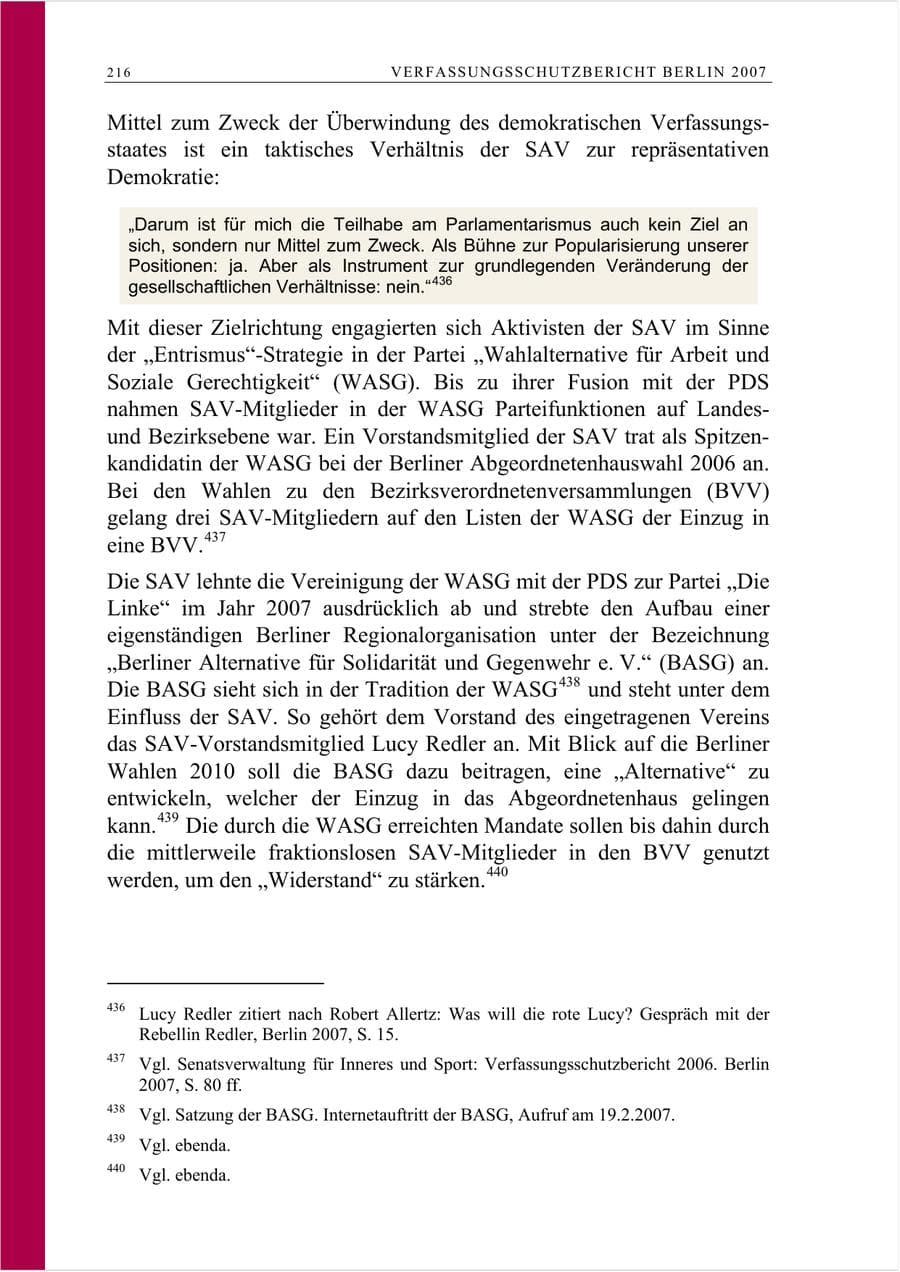 Seite 229 des Verfassungsschutzbericht 2007 Berlin