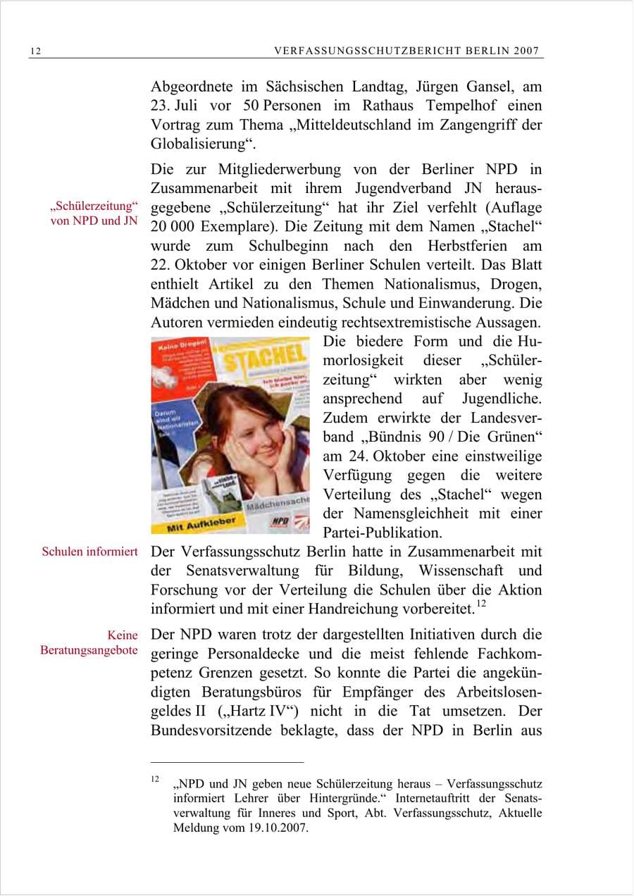 Seite 25 des Verfassungsschutzbericht 2007 Berlin