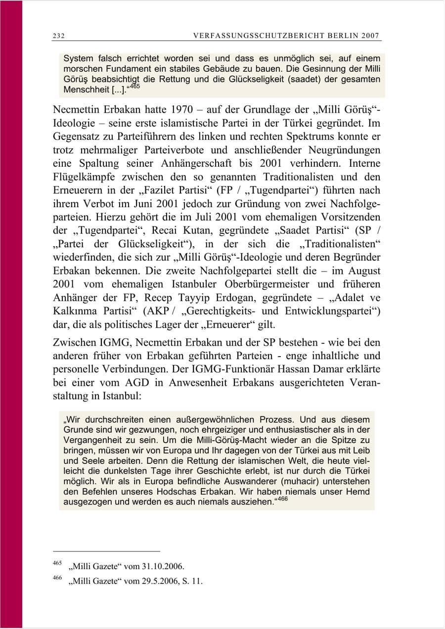 Seite 245 des Verfassungsschutzbericht 2007 Berlin