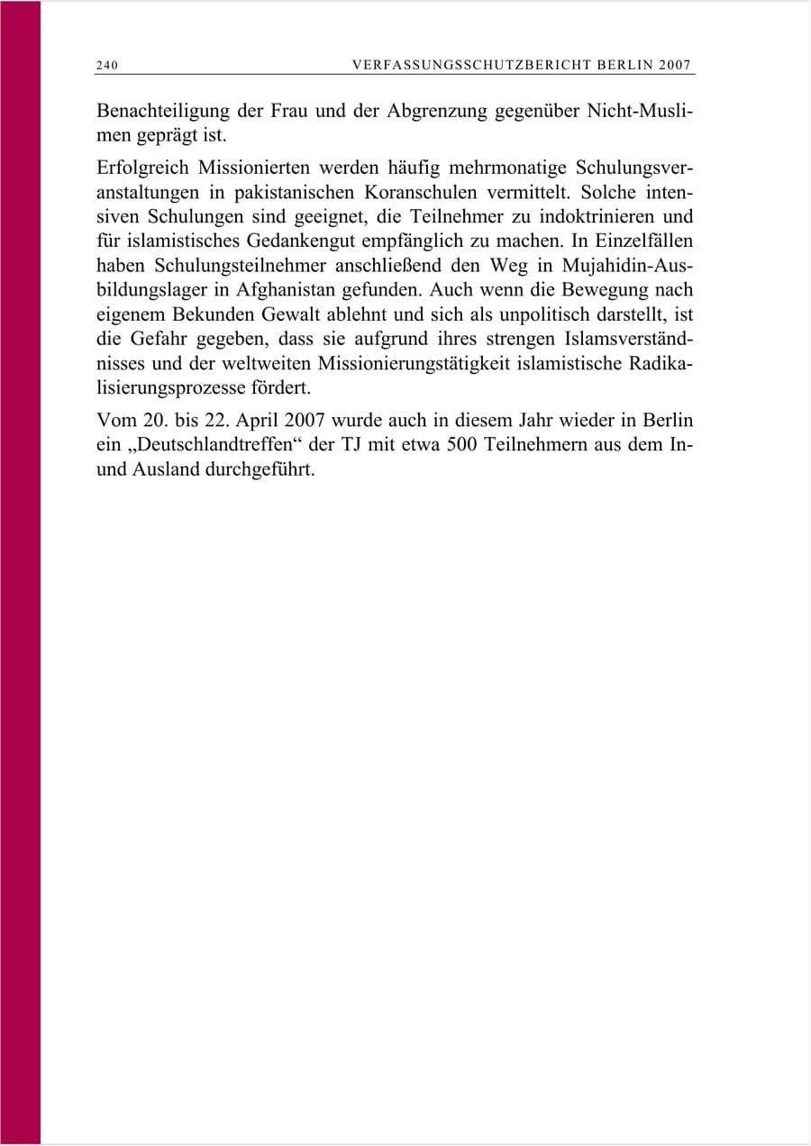 Seite 253 des Verfassungsschutzbericht 2007 Berlin