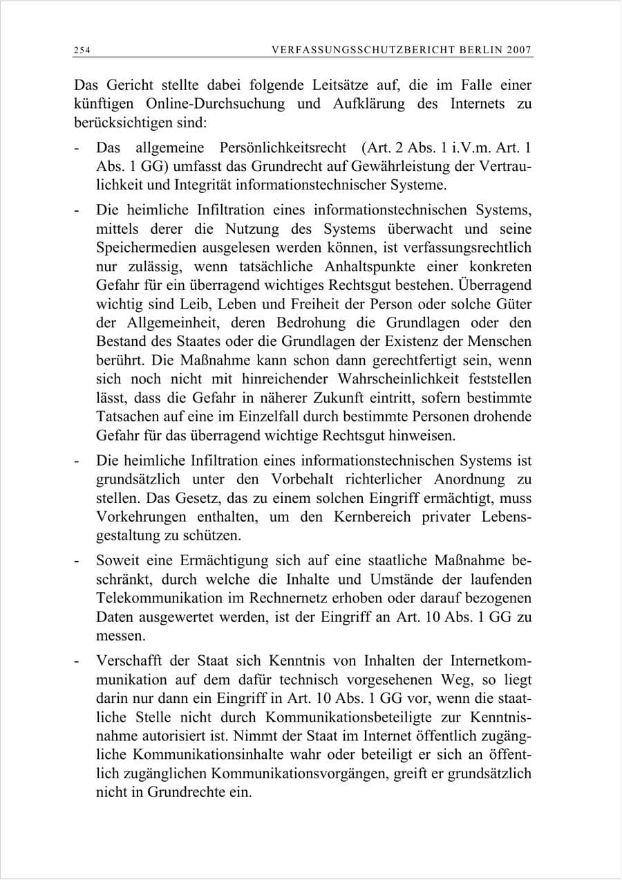 Seite 267 des Verfassungsschutzbericht 2007 Berlin
