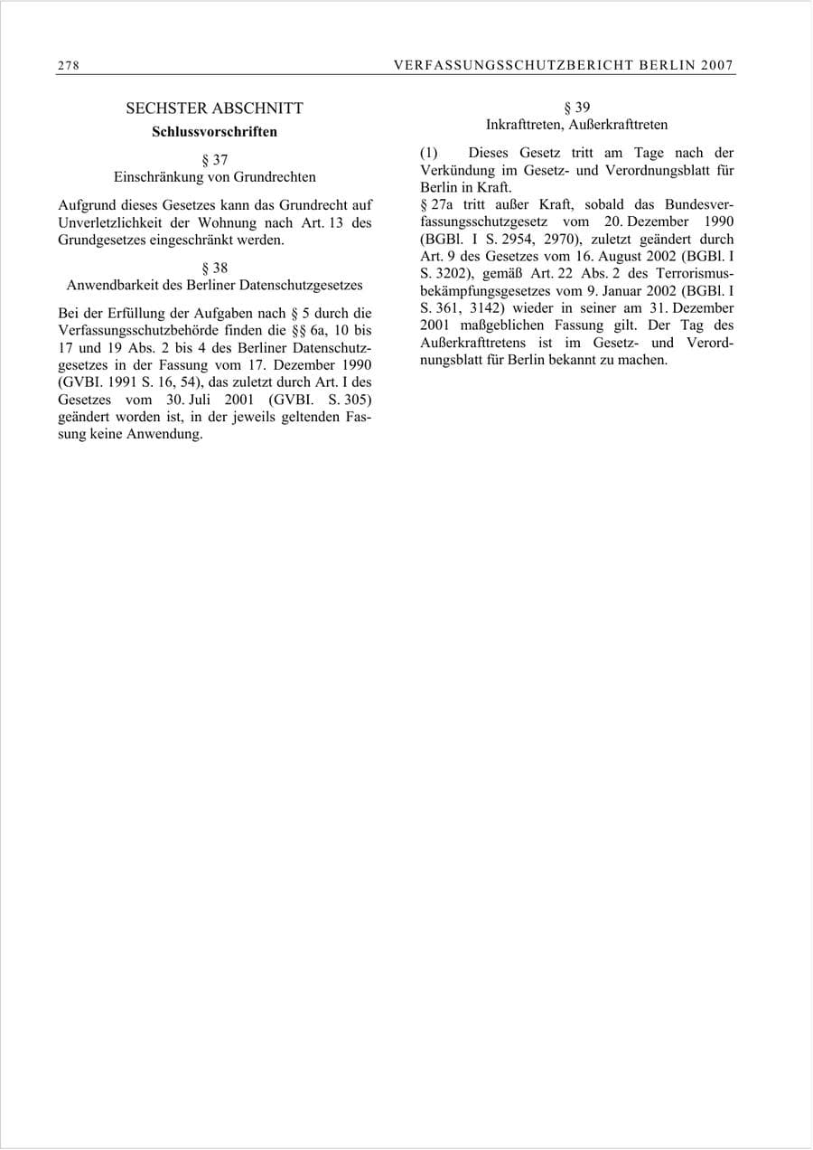 Seite 291 des Verfassungsschutzbericht 2007 Berlin