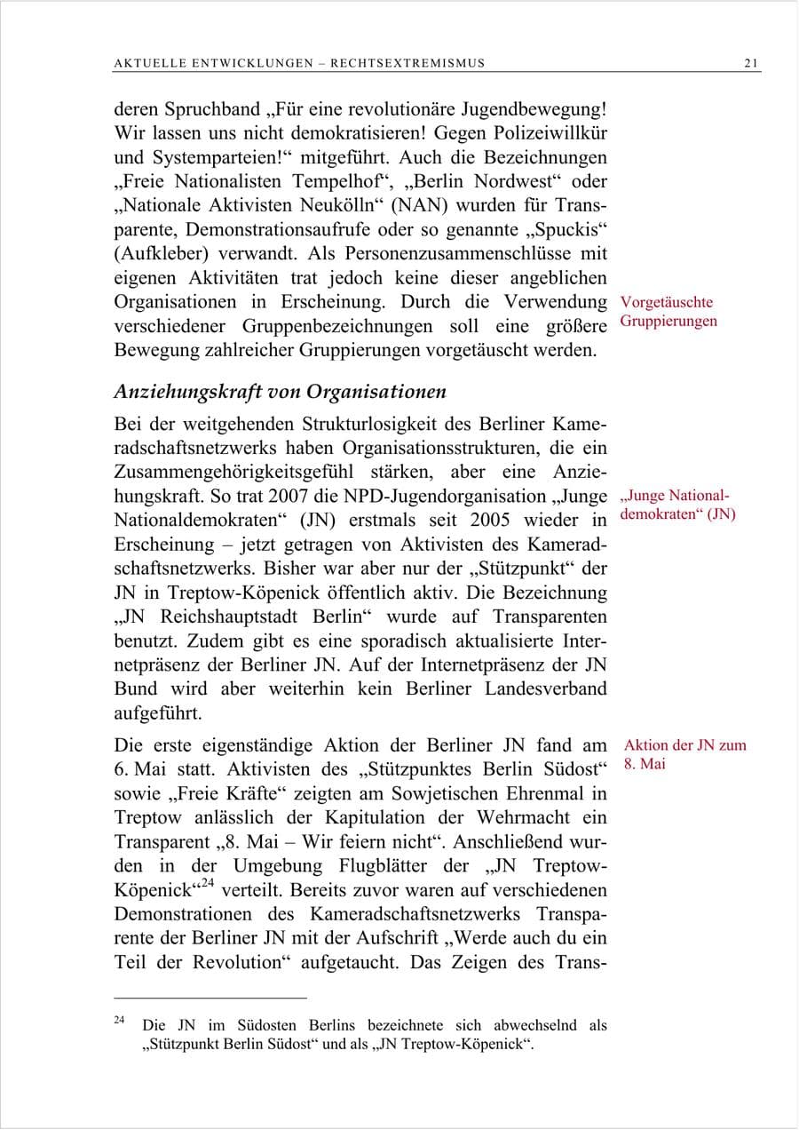 Seite 34 des Verfassungsschutzbericht 2007 Berlin