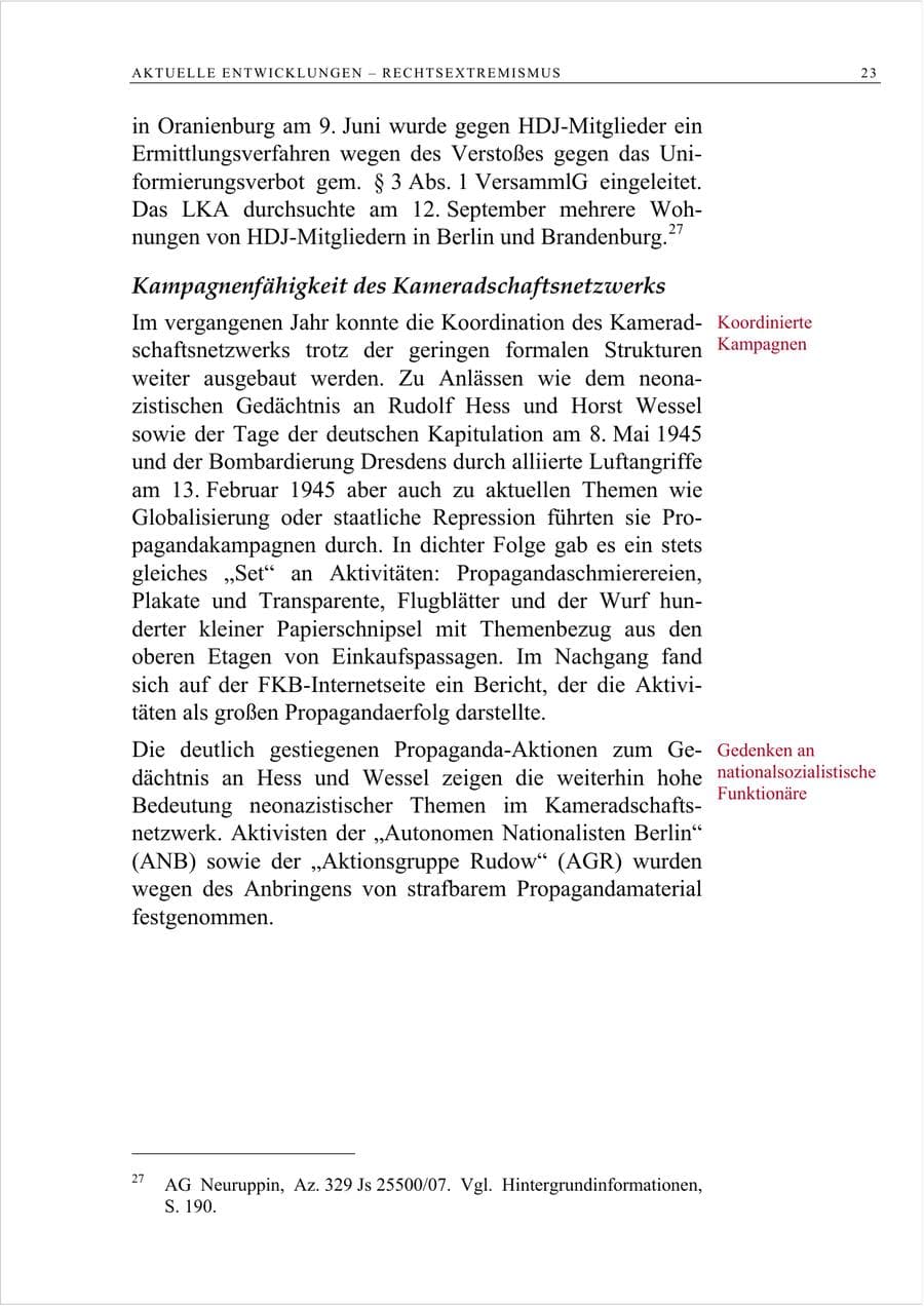 Seite 36 des Verfassungsschutzbericht 2007 Berlin