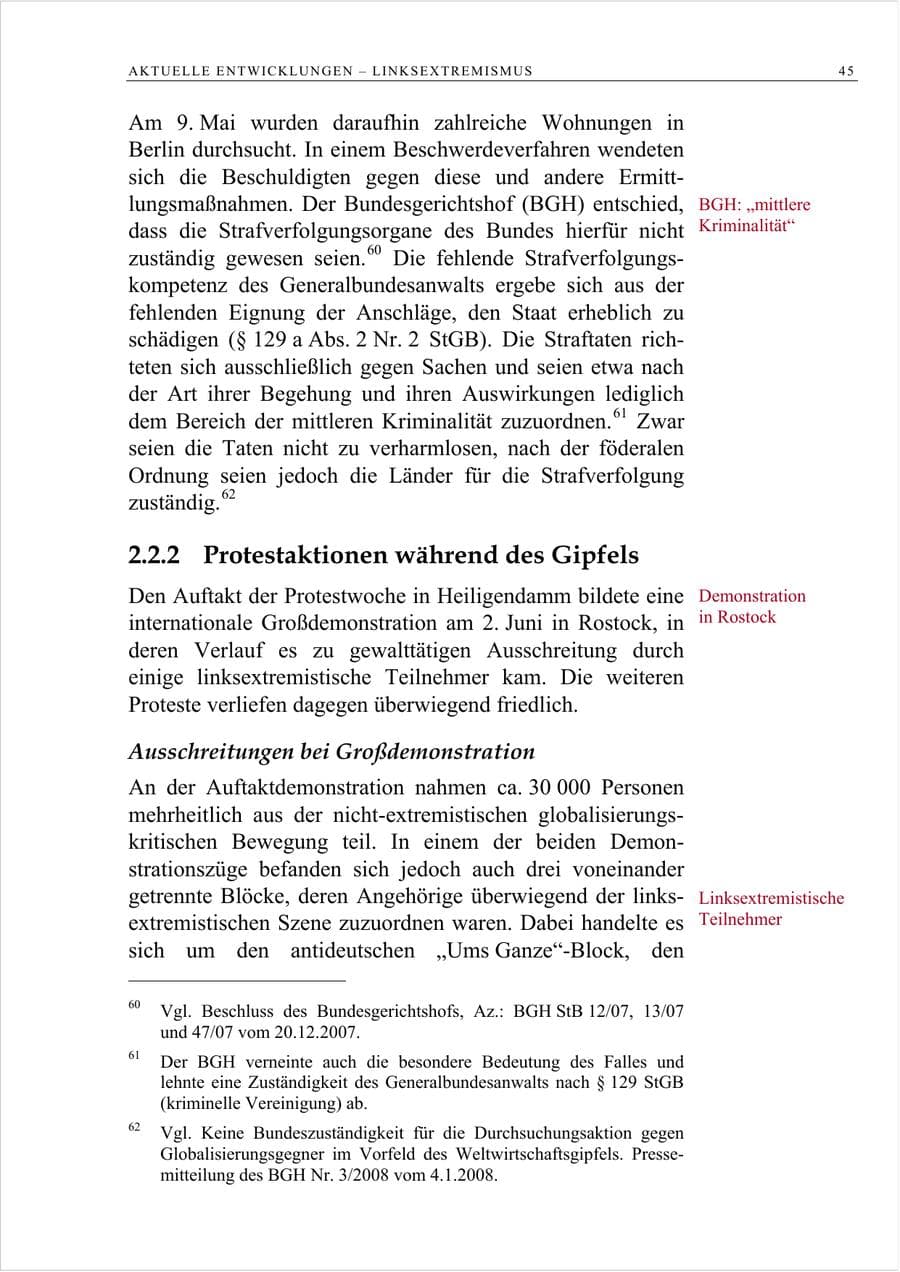 Seite 58 des Verfassungsschutzbericht 2007 Berlin