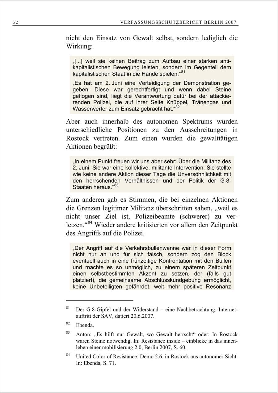 Seite 65 des Verfassungsschutzbericht 2007 Berlin