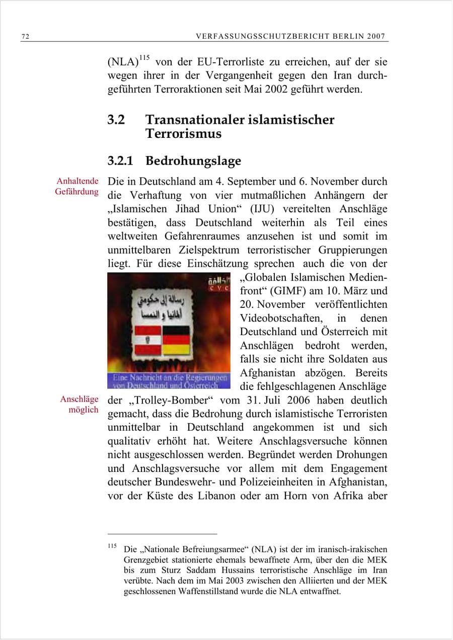 Seite 85 des Verfassungsschutzbericht 2007 Berlin