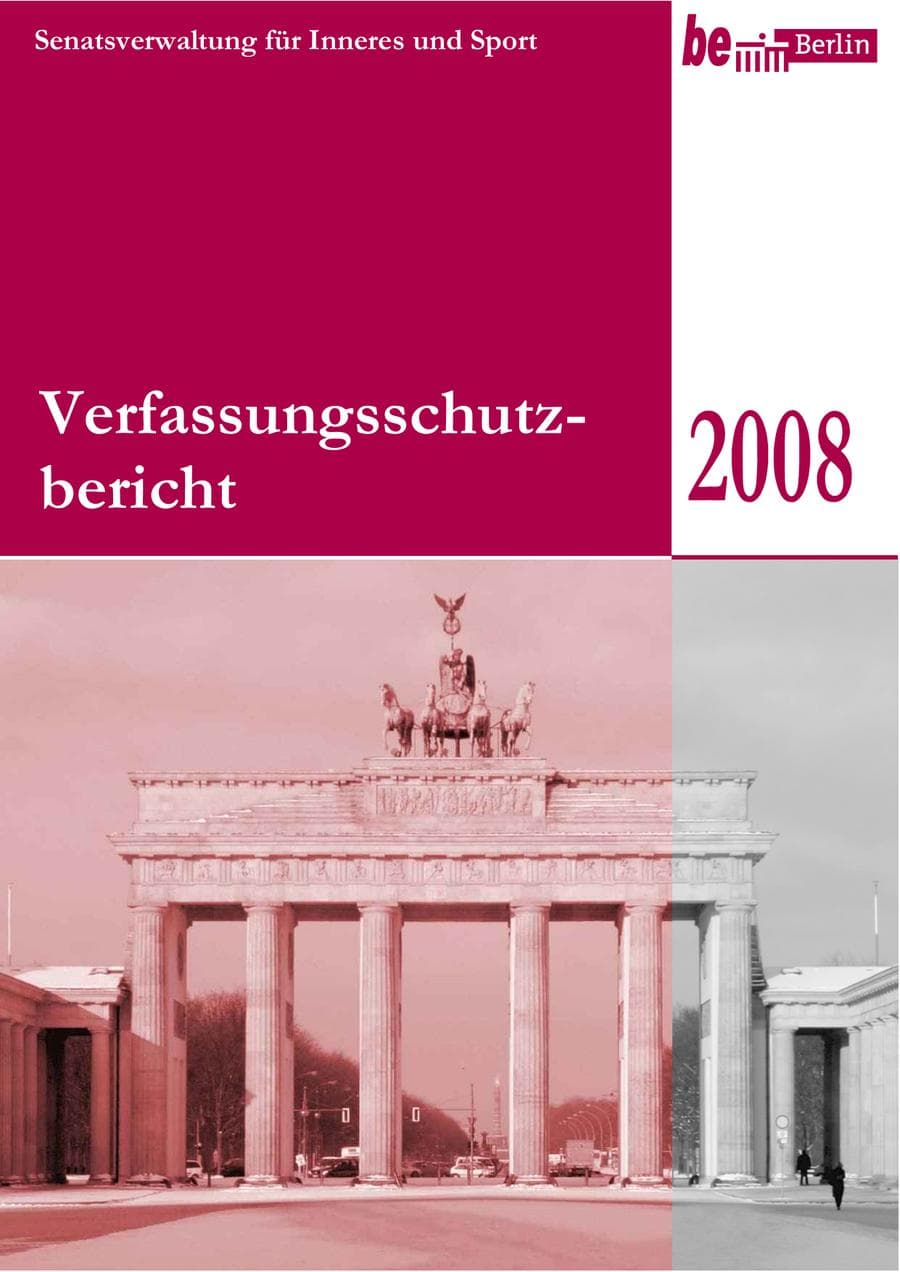 Seite 1 des Verfassungsschutzbericht 2008 Berlin