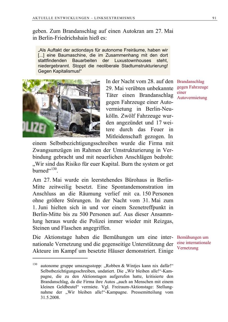Seite 104 des Verfassungsschutzbericht 2008 Berlin
