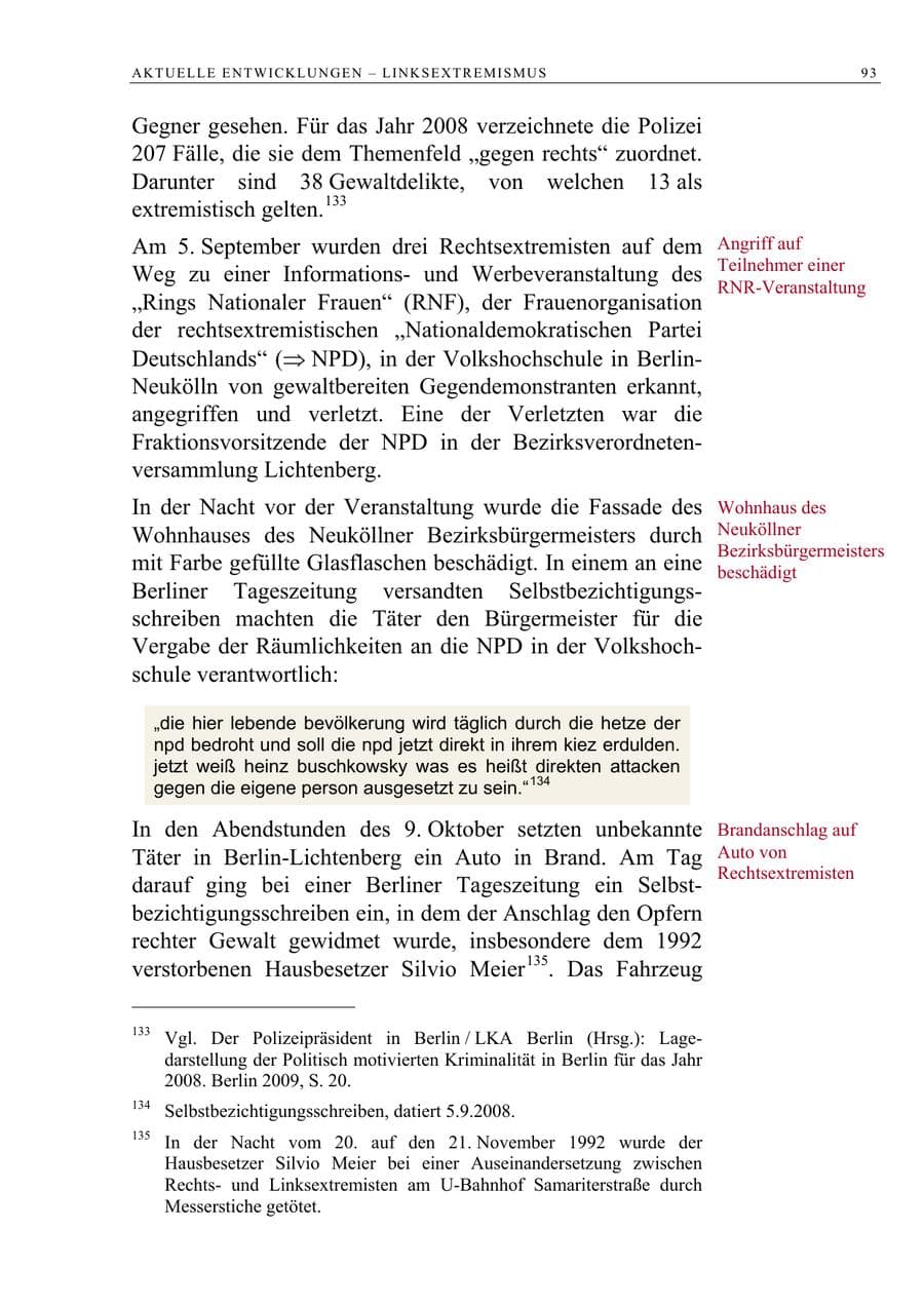 Seite 106 des Verfassungsschutzbericht 2008 Berlin