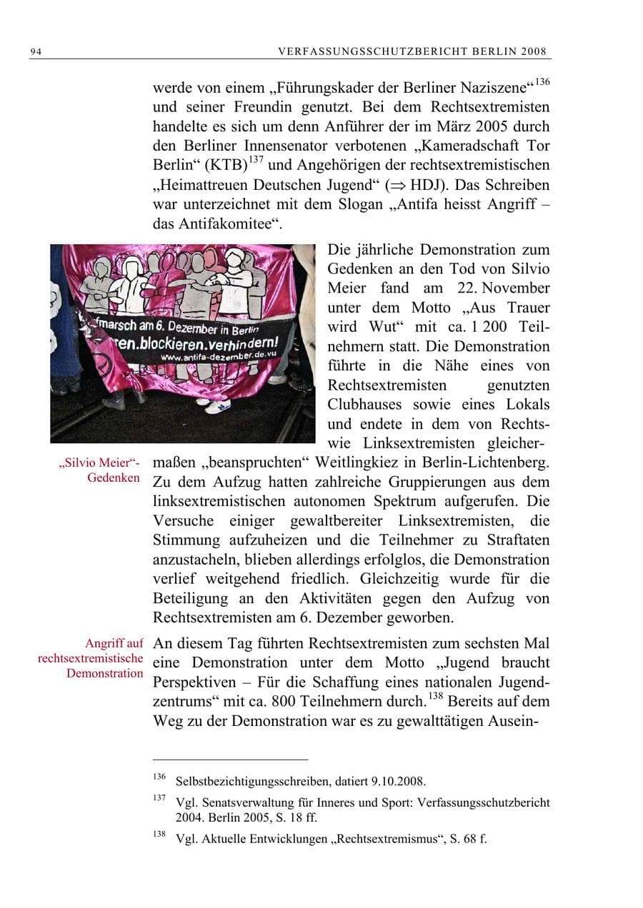 Seite 107 des Verfassungsschutzbericht 2008 Berlin