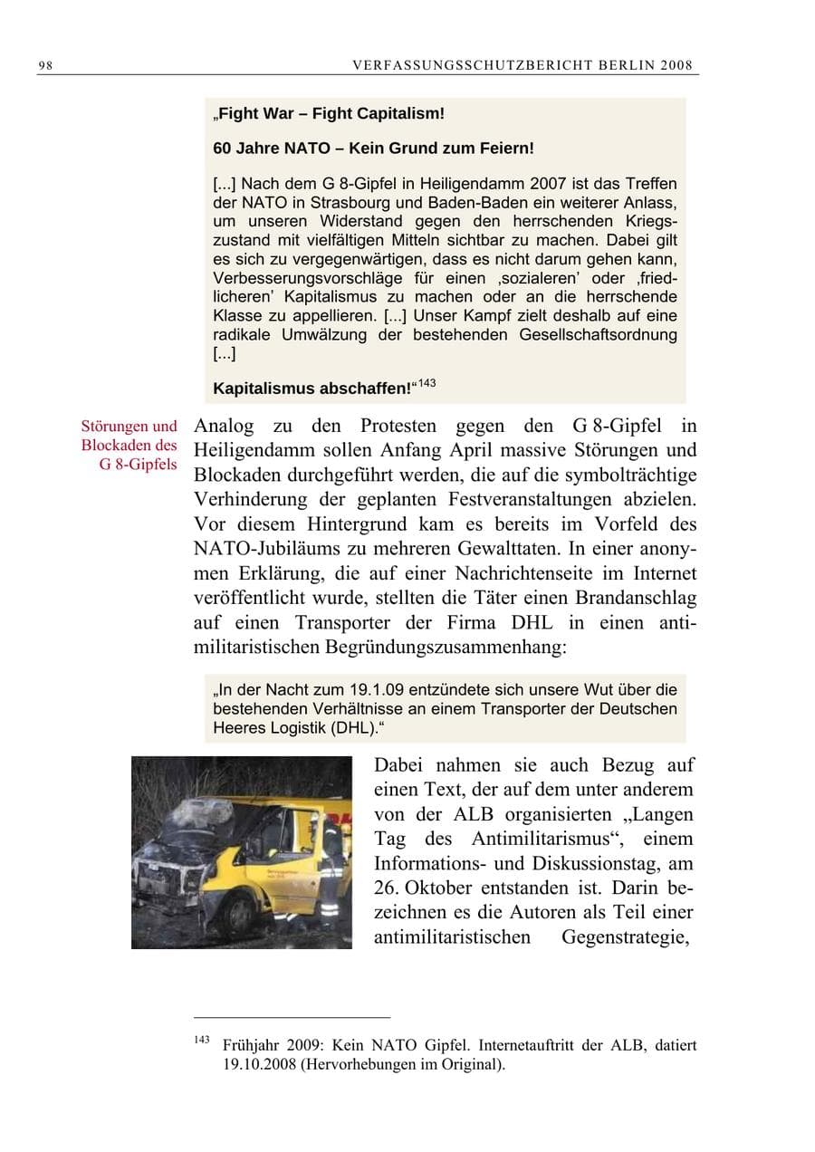 Seite 111 des Verfassungsschutzbericht 2008 Berlin