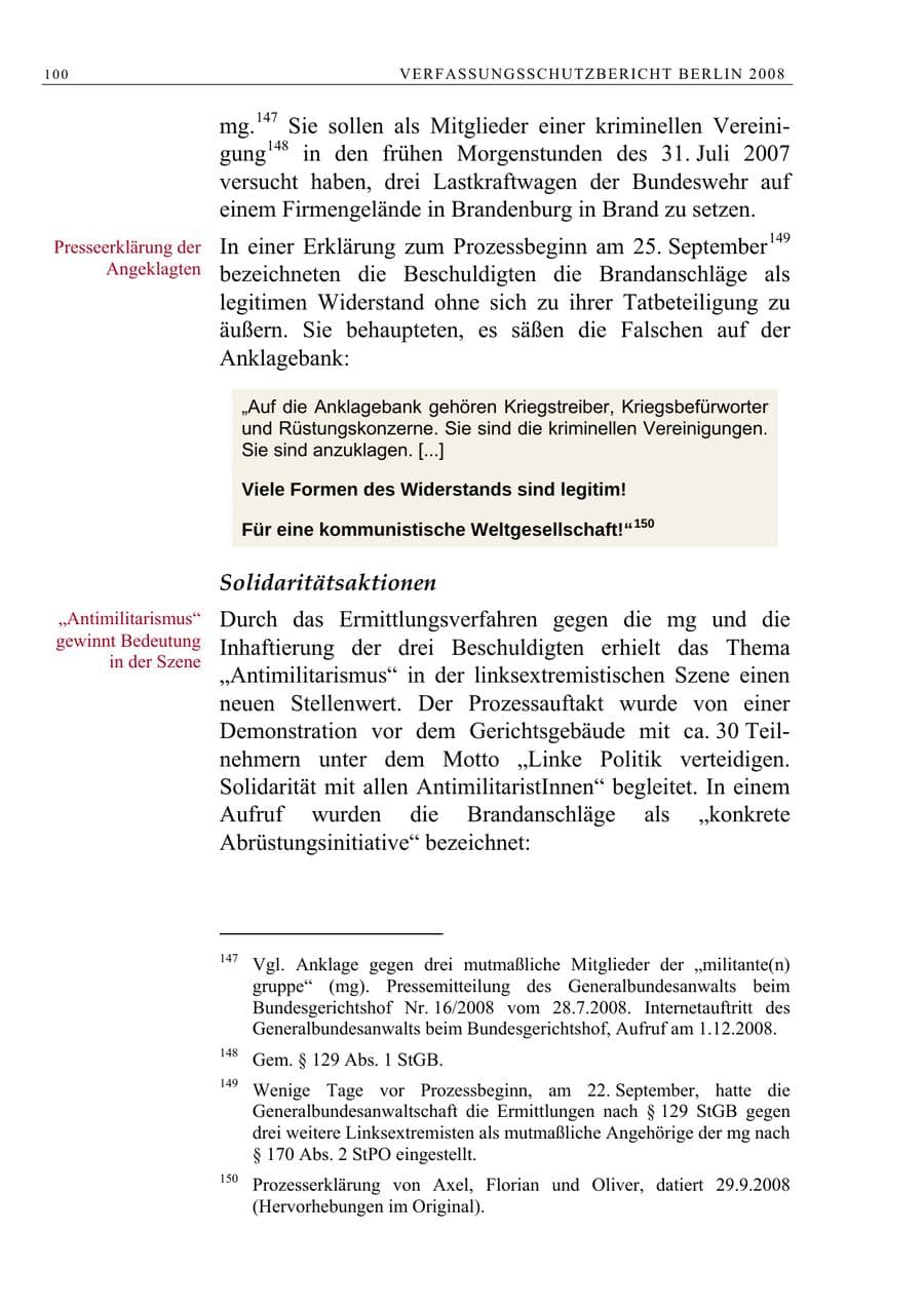 Seite 113 des Verfassungsschutzbericht 2008 Berlin