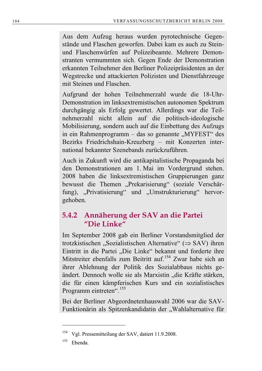 Seite 117 des Verfassungsschutzbericht 2008 Berlin