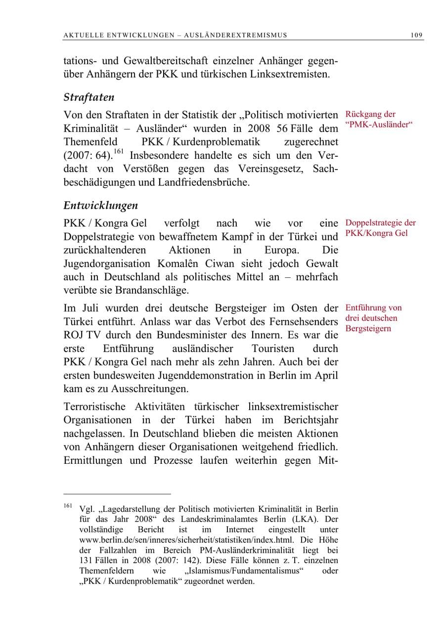 Seite 122 des Verfassungsschutzbericht 2008 Berlin