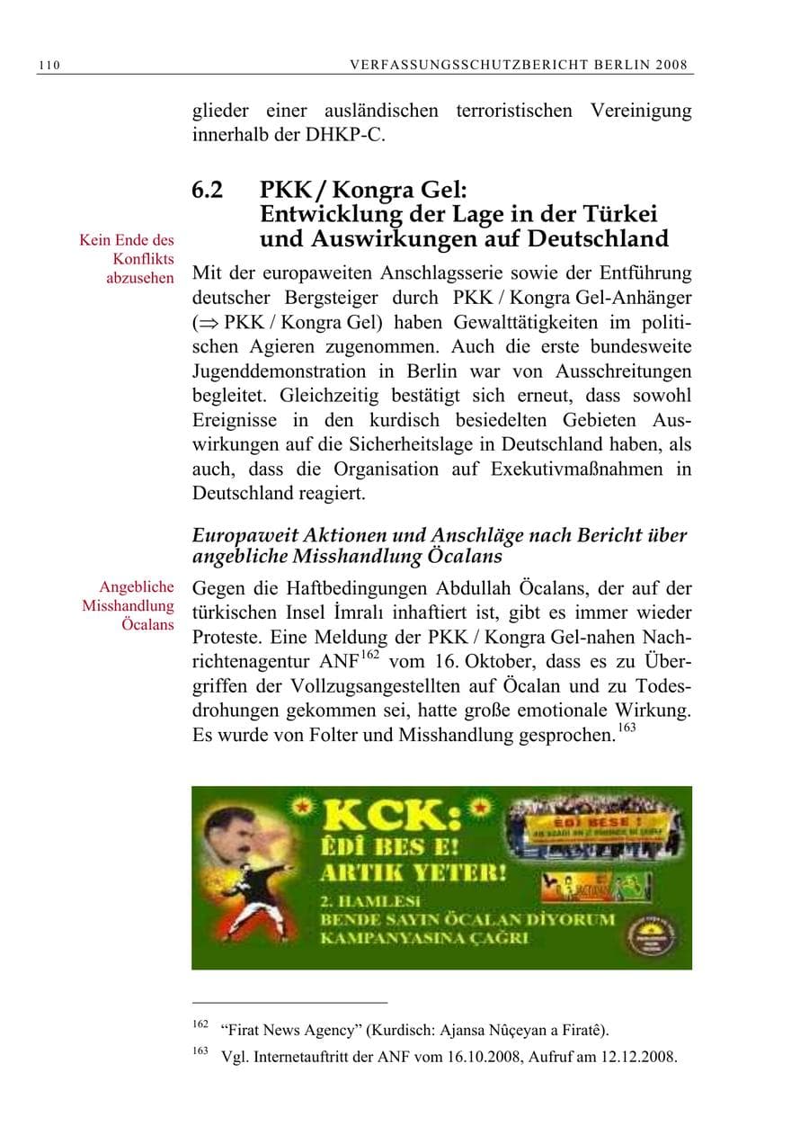 Seite 123 des Verfassungsschutzbericht 2008 Berlin