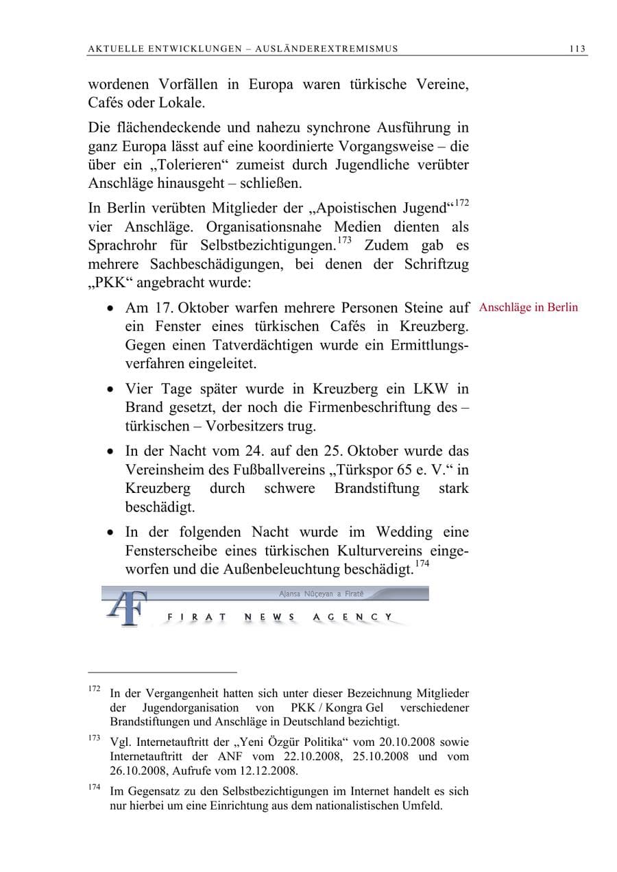 Seite 126 des Verfassungsschutzbericht 2008 Berlin