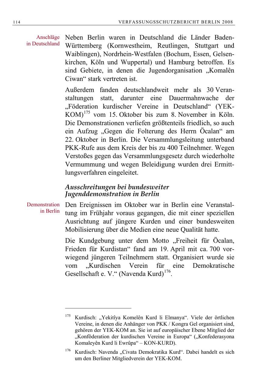 Seite 127 des Verfassungsschutzbericht 2008 Berlin
