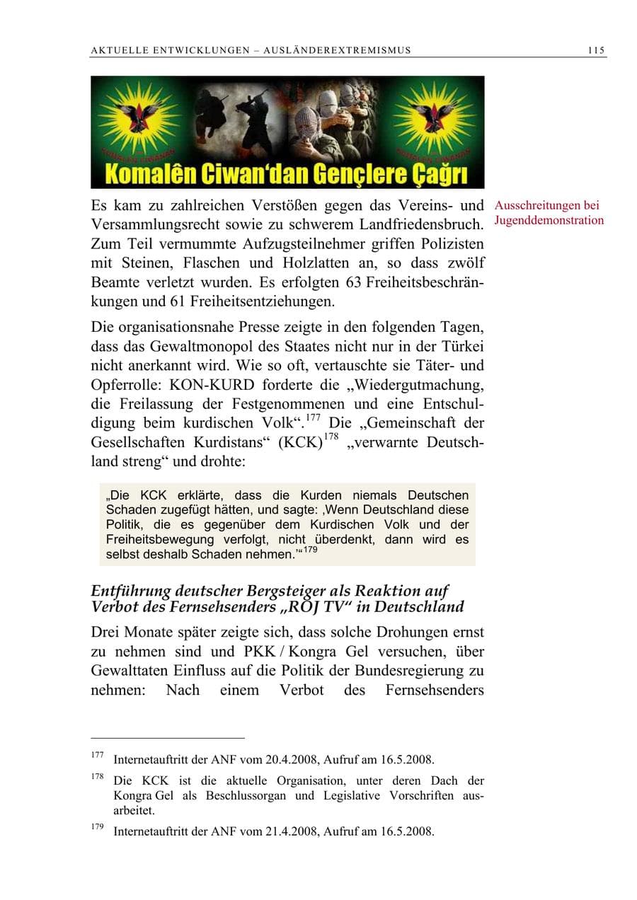 Seite 128 des Verfassungsschutzbericht 2008 Berlin
