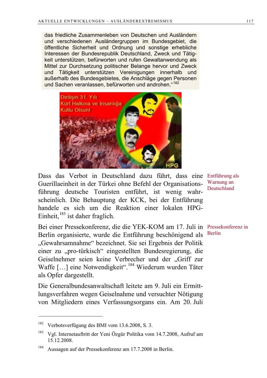 Seite 130 des Verfassungsschutzbericht 2008 Berlin