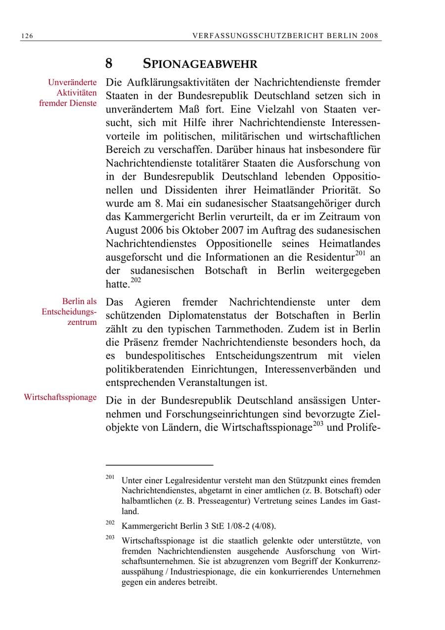 Seite 139 des Verfassungsschutzbericht 2008 Berlin