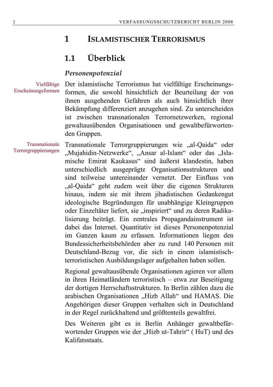 Seite 15 des Verfassungsschutzbericht 2008 Berlin