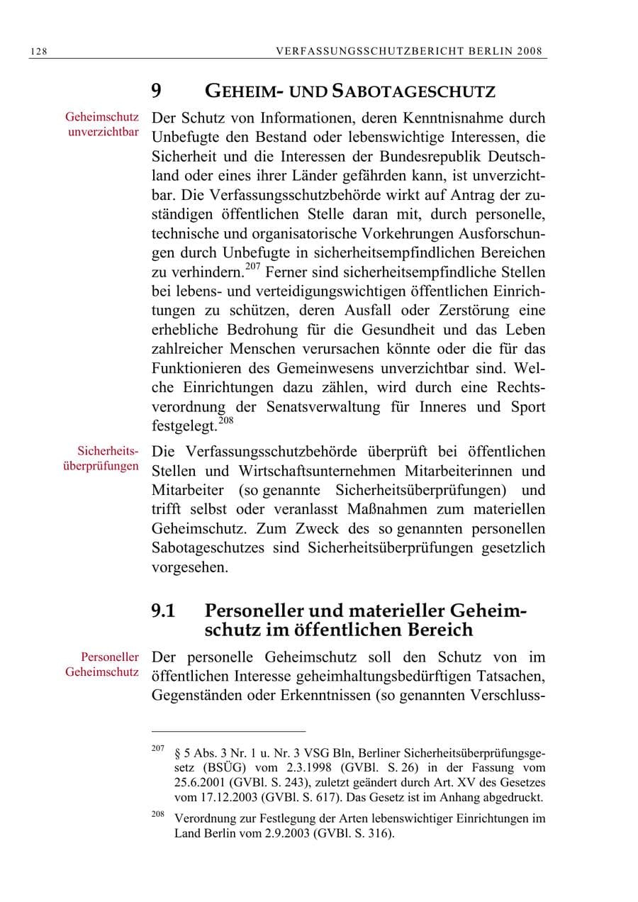 Seite 141 des Verfassungsschutzbericht 2008 Berlin