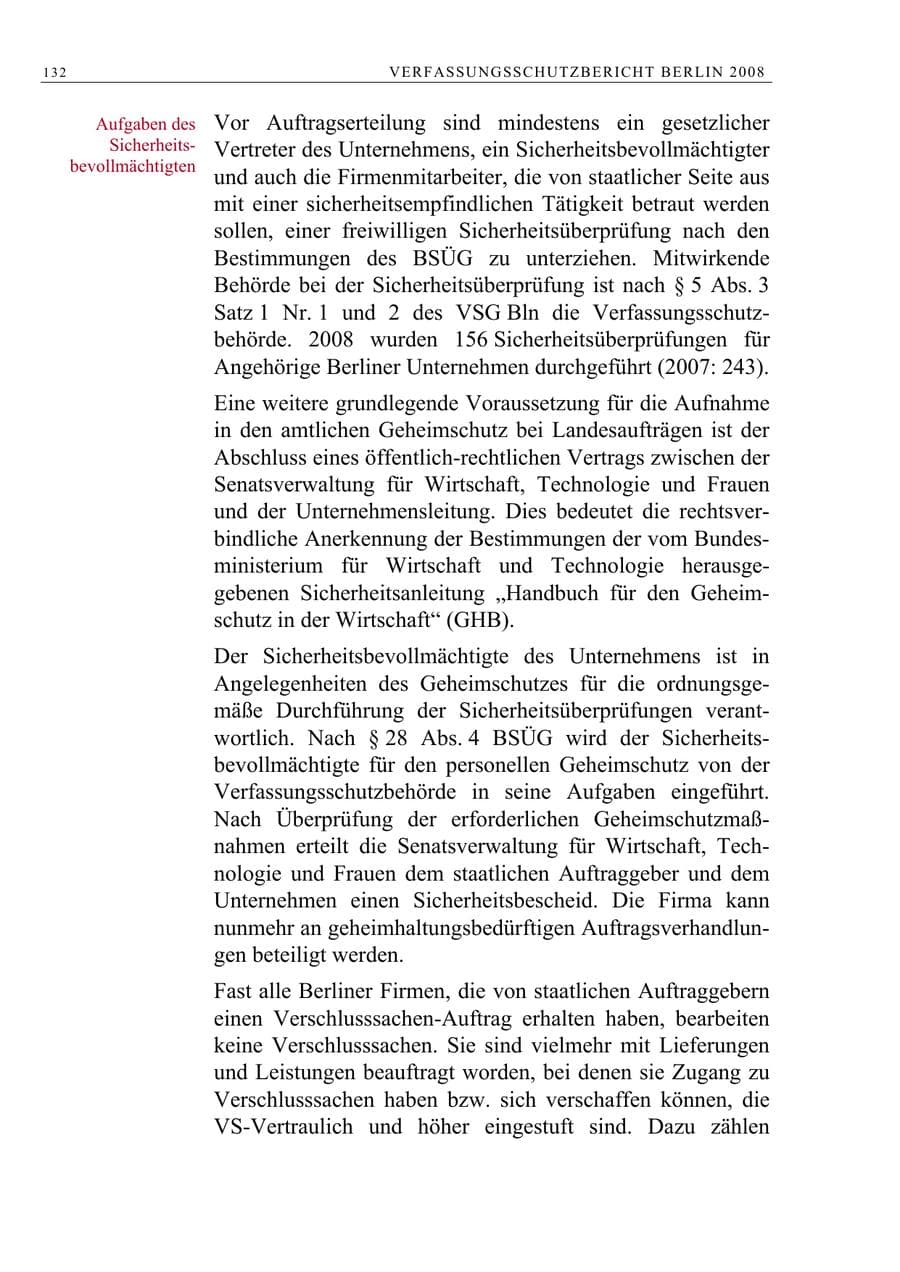 Seite 145 des Verfassungsschutzbericht 2008 Berlin