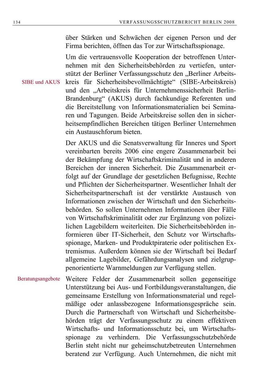 Seite 147 des Verfassungsschutzbericht 2008 Berlin