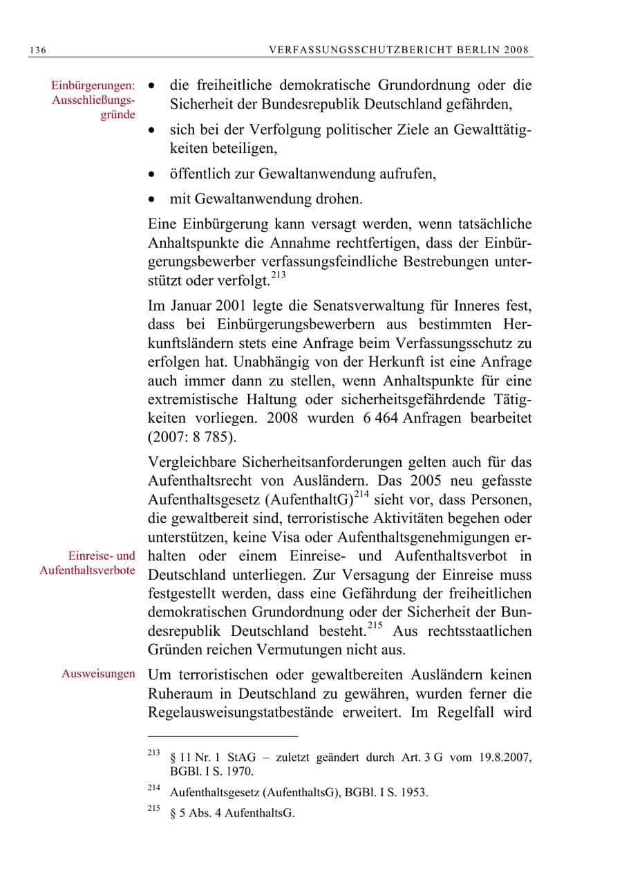 Seite 149 des Verfassungsschutzbericht 2008 Berlin