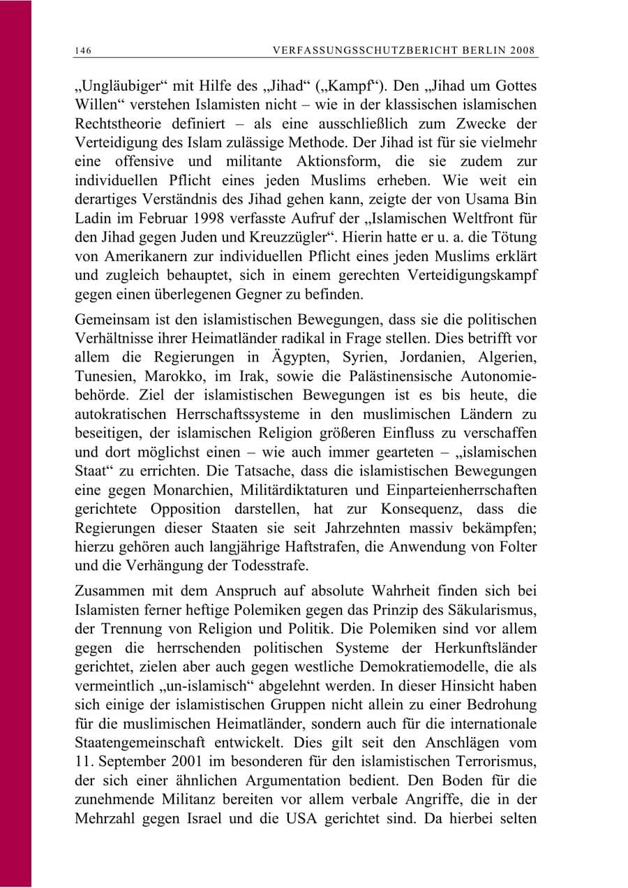 Seite 159 des Verfassungsschutzbericht 2008 Berlin