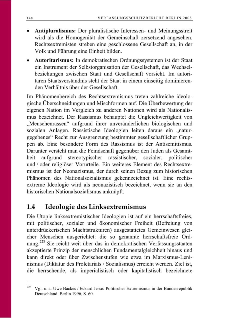 Seite 161 des Verfassungsschutzbericht 2008 Berlin