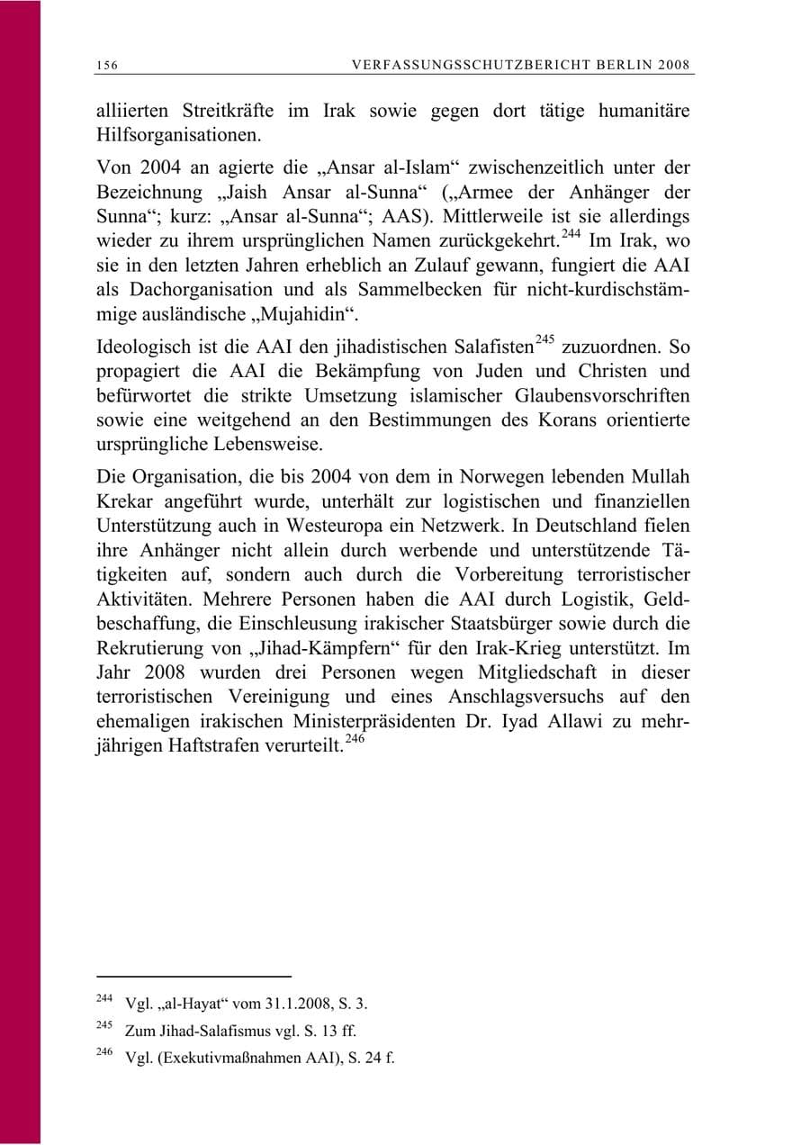 Seite 169 des Verfassungsschutzbericht 2008 Berlin