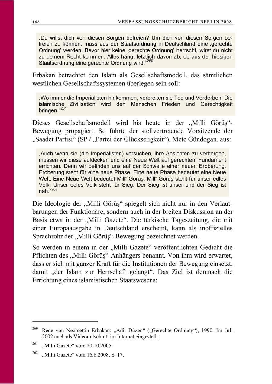 Seite 181 des Verfassungsschutzbericht 2008 Berlin