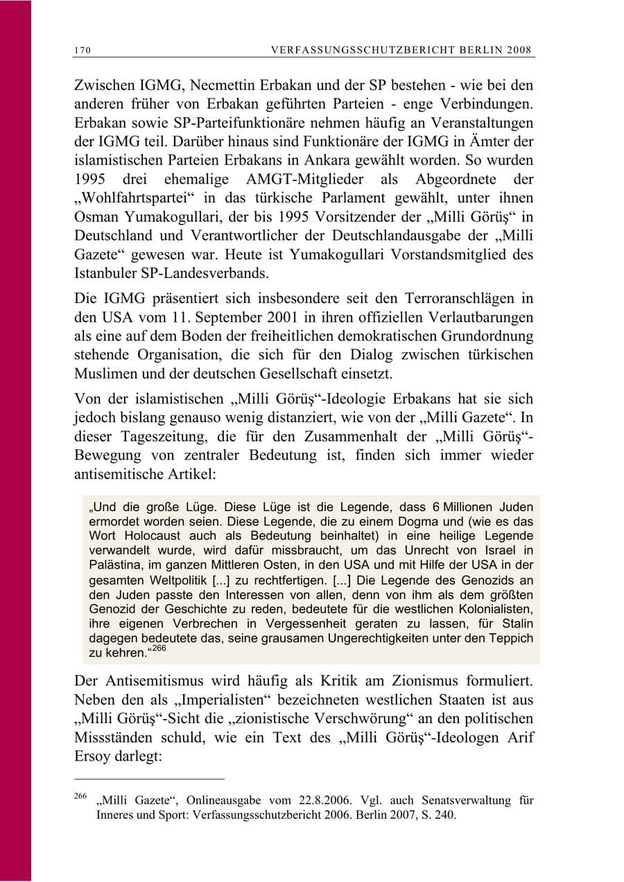 Seite 183 des Verfassungsschutzbericht 2008 Berlin